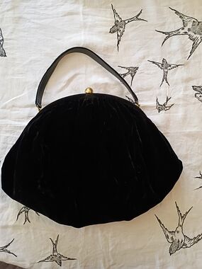 Black Velvet Hobo Bag with Gold-Tone Kiss Lock To Hold All The Goodies